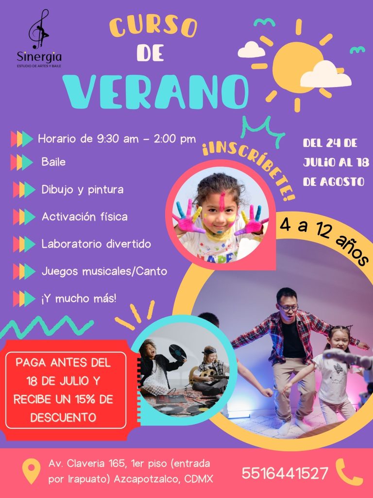 Cartel Campamento de Verano Dinamico Morado 768x1024